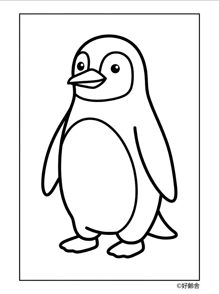 高齢者向け無料塗り絵：ペンギン（初級・A4印刷用）