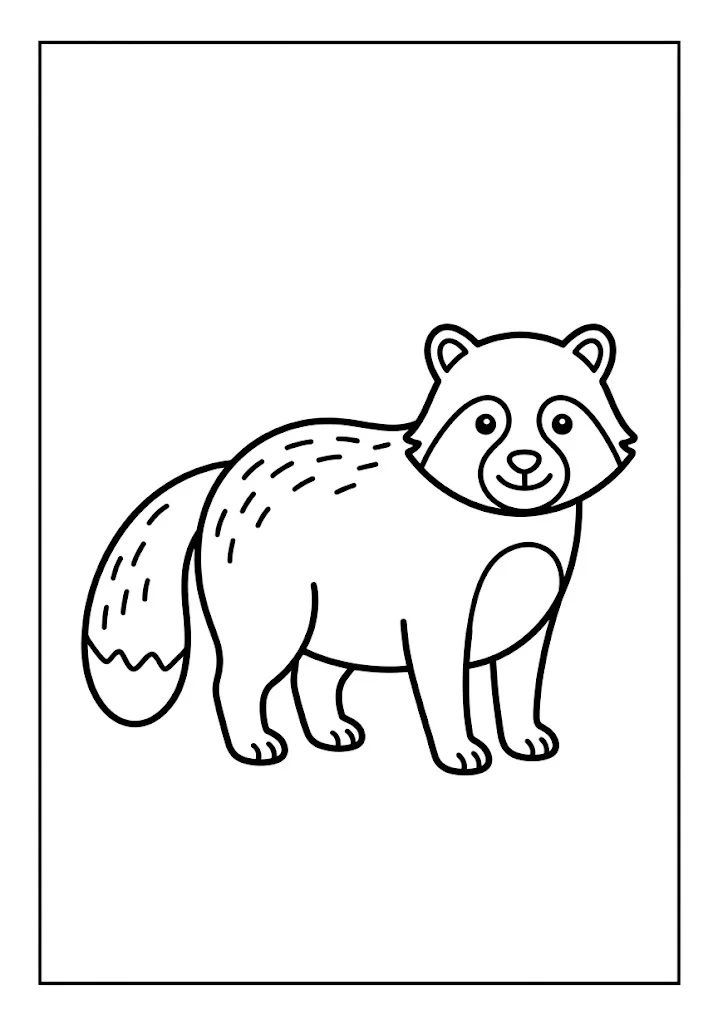 高齢者向け無料塗り絵：タヌキ（初級・A4印刷用）