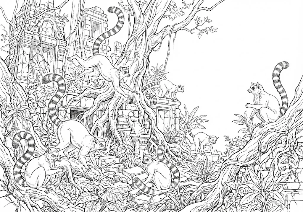 高齢者向け無料塗り絵：野生の息吹を感じる描写（芸術家・A4印刷用）