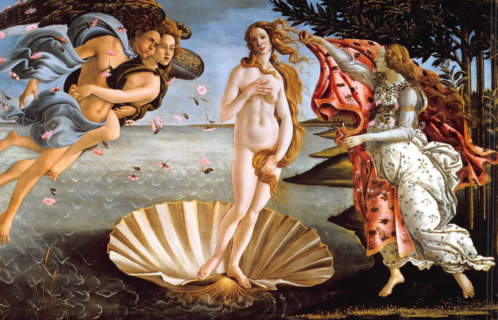 ヴィーナスの誕生の塗り絵 完成見本(彩色の見本)