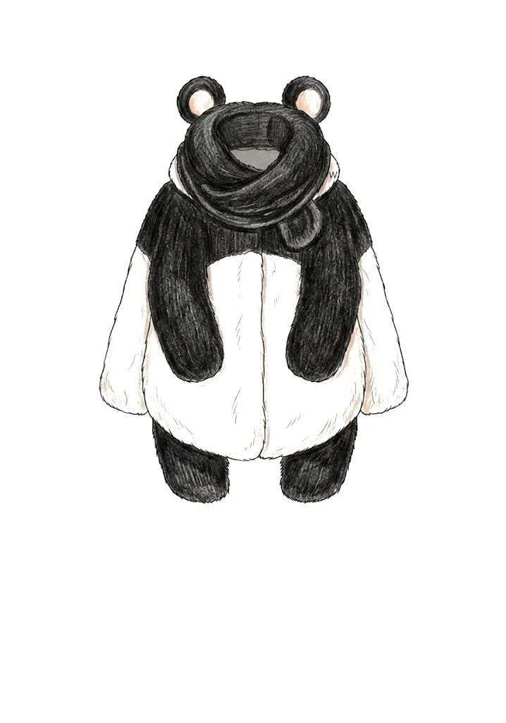 Junk Animals PANDAの塗り絵 完成見本（彩色の見本）