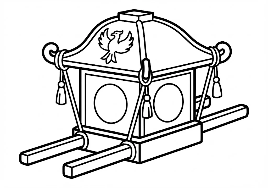 高齢者向け無料塗り絵：威勢の良い掛け声が聞こえてきそうな、お祭りの主役・お神輿（脳トレ・A4印刷用）