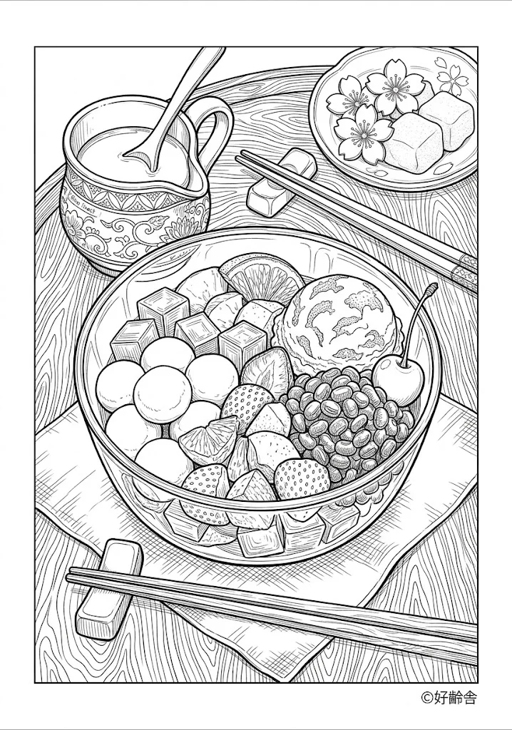 あんみつ ｜ 高齢者向け無料塗り絵