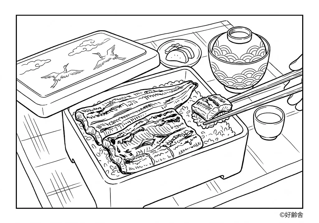 うな重 ｜ 高齢者向け無料塗り絵