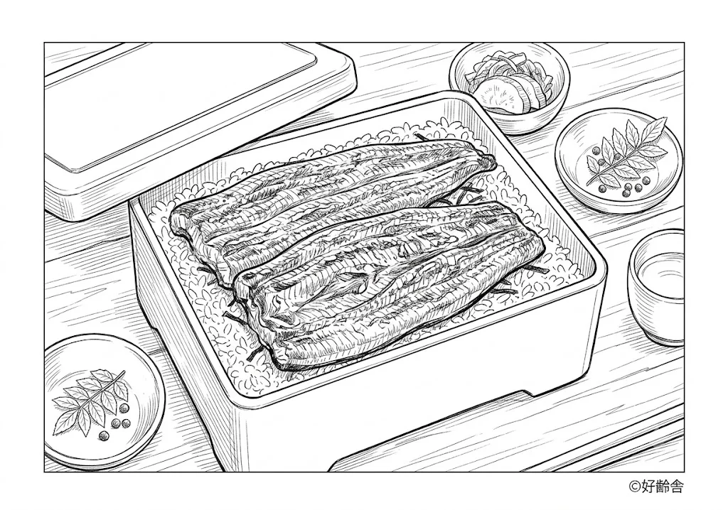 うな重 ｜ 高齢者向け無料塗り絵