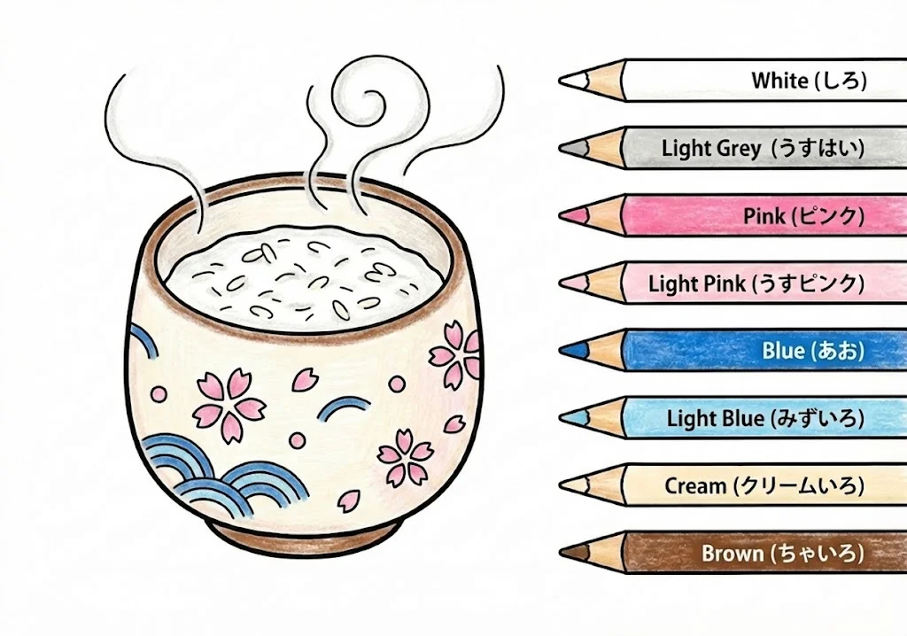 ひな祭りの食べ物（完成見本） (Hinamatsuri Food (Girl's Festival Foods)) ｜ 高齢者（g3b3）向け無料塗り絵｜美味しい食べ物イラスト