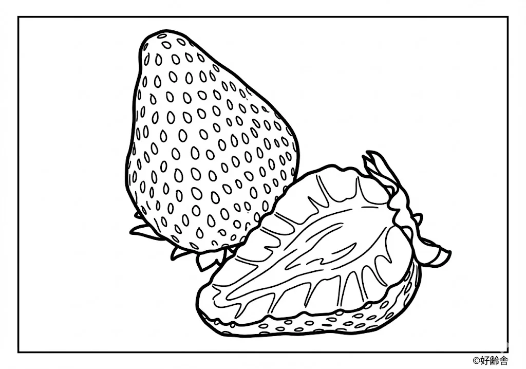 いちご (Strawberry) | 高齢者(g3b3)向け無料塗り絵|美味しい食べ物イラスト