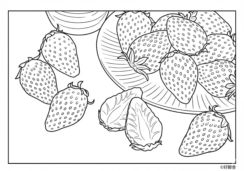 いちご (Strawberry) ｜ 高齢者（g3b3）向け無料塗り絵｜美味しい食べ物イラスト