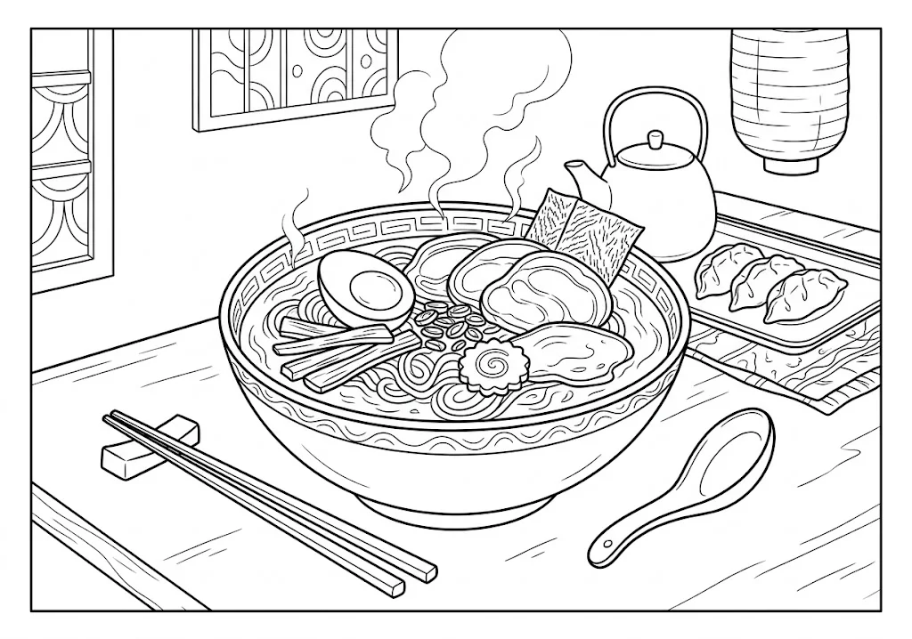 ラーメン ｜ 高齢者向け無料塗り絵
