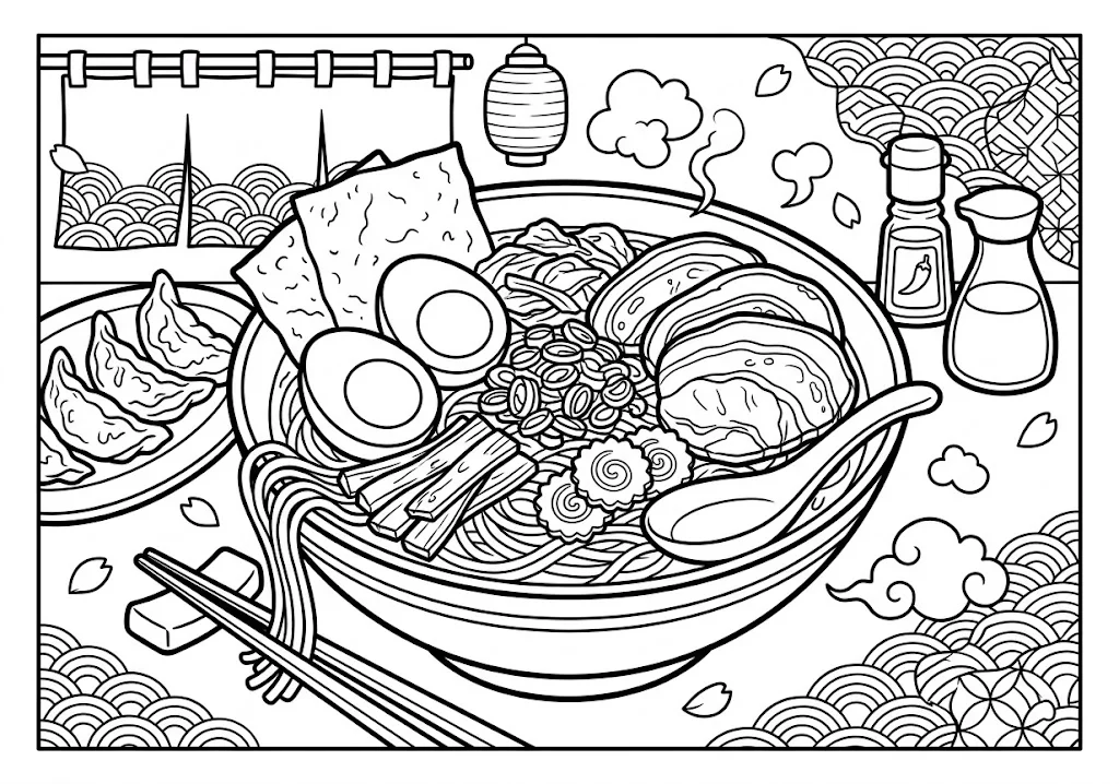 ラーメン ｜ 高齢者向け無料塗り絵