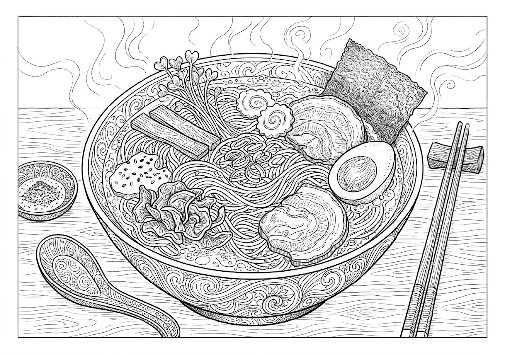 ラーメン ｜ 高齢者向け無料塗り絵