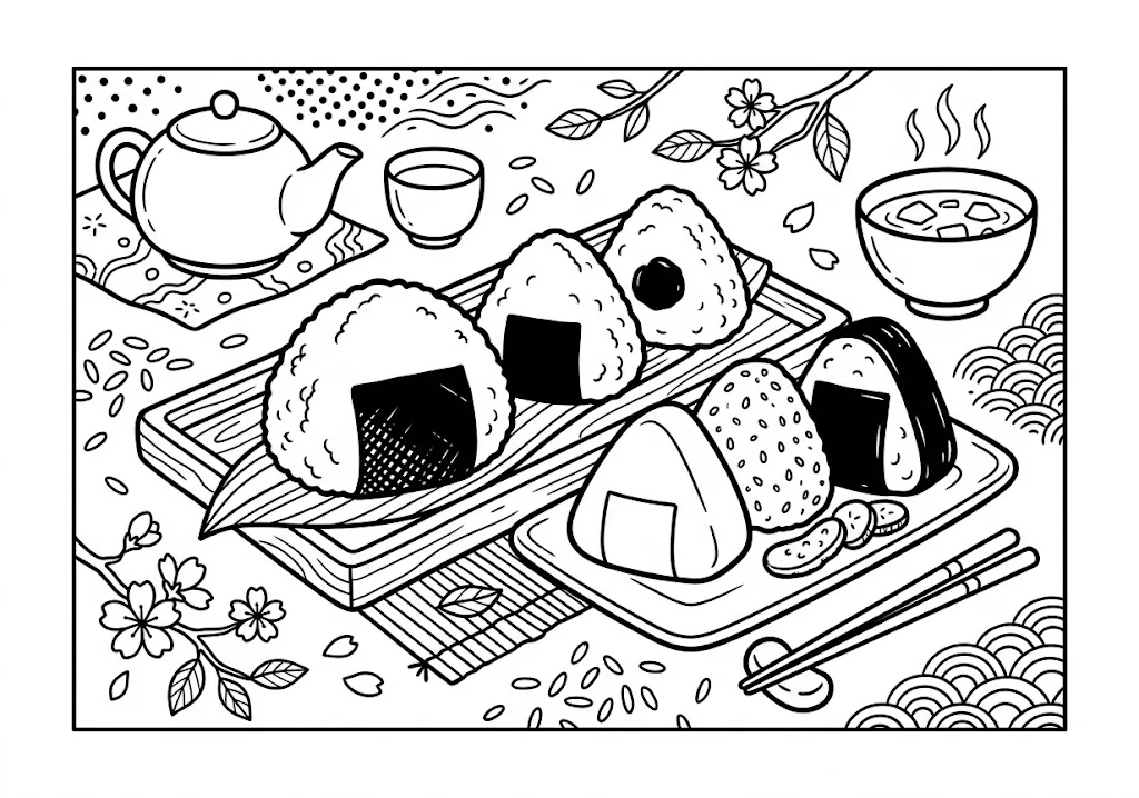 おにぎり ｜ 高齢者向け無料塗り絵