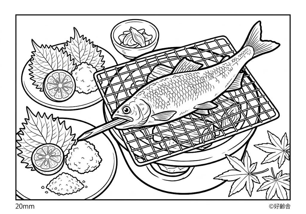 鮎の塩焼き ｜ 高齢者向け無料塗り絵