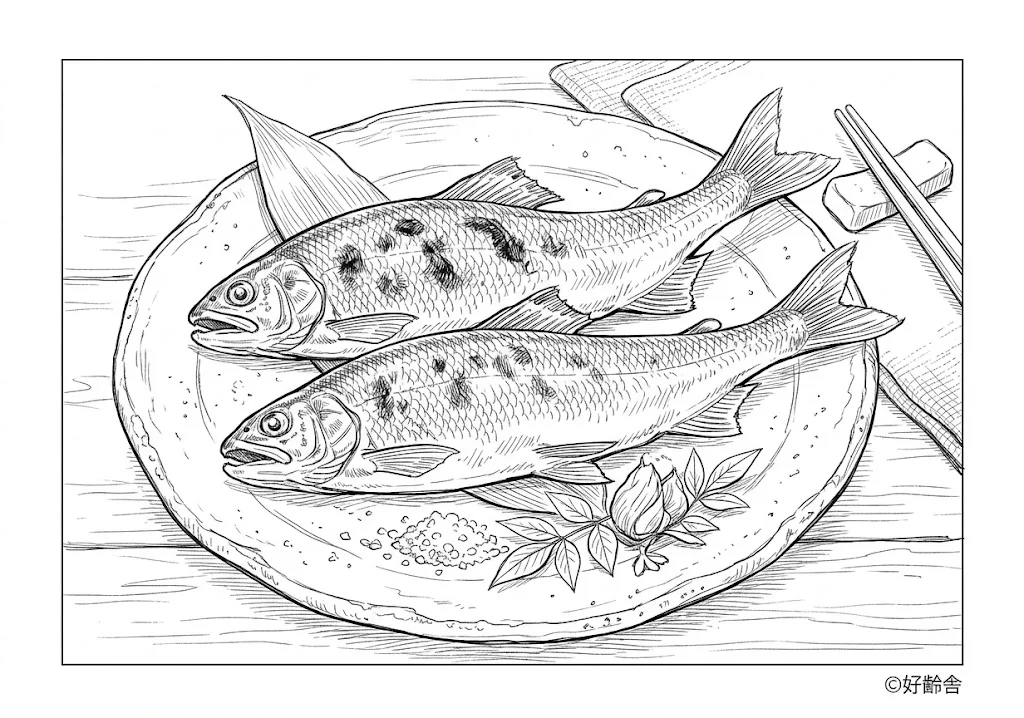 鮎の塩焼き ｜ 高齢者向け無料塗り絵