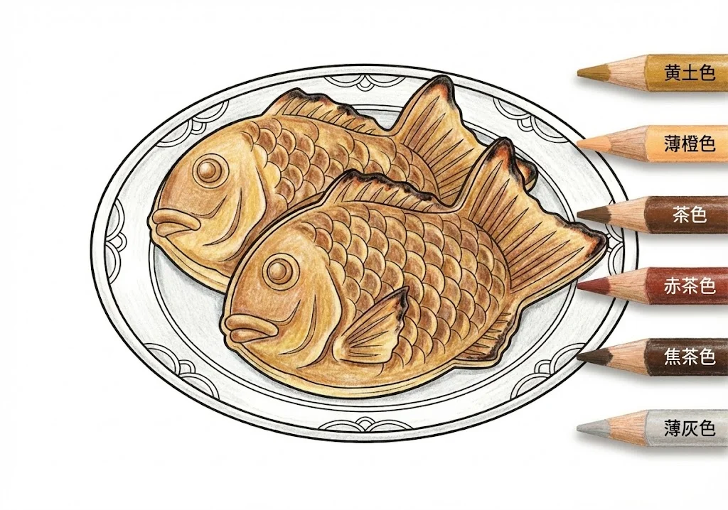 和菓子（完成見本） (Wagashi (Traditional Japanese Sweets)) ｜ 高齢者（g3b3）向け無料塗り絵｜美味しい食べ物イラスト