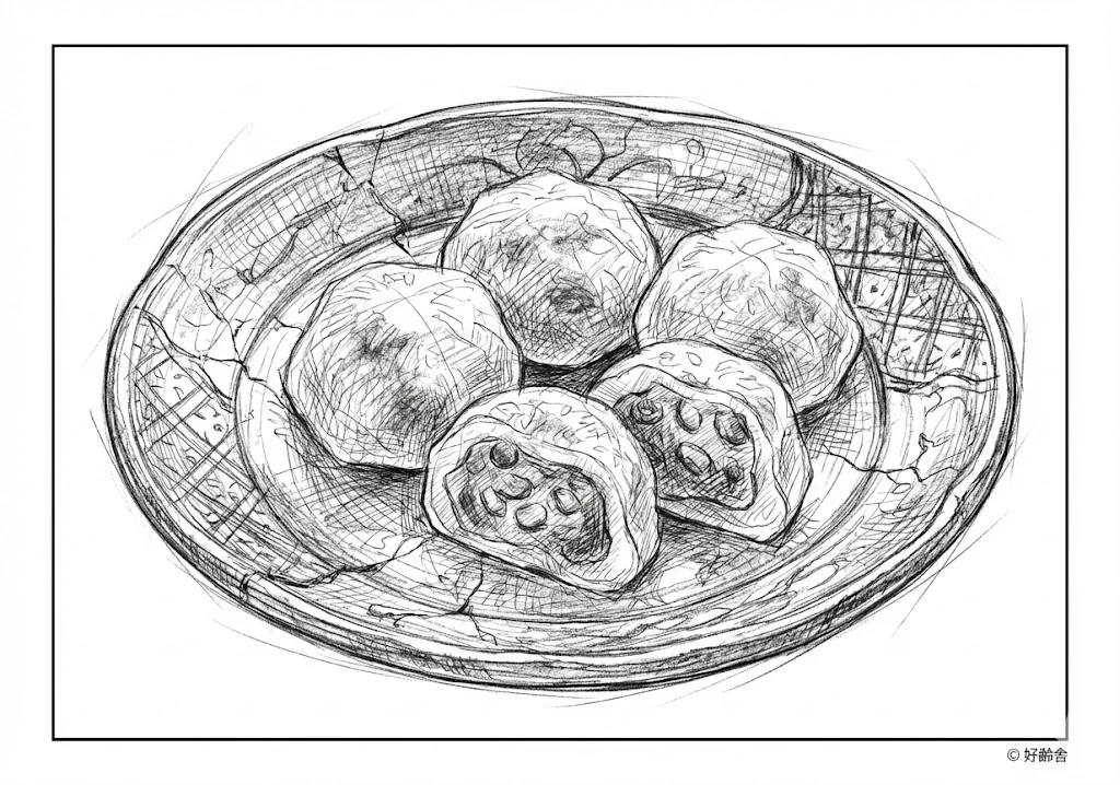 和菓子 (Wagashi (Traditional Japanese Sweets)) ｜ 高齢者（g3b3）向け無料塗り絵｜美味しい食べ物イラスト