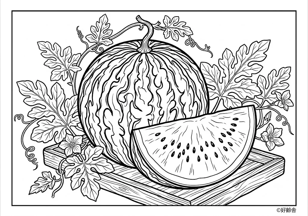 すいか ｜ 高齢者向け無料塗り絵