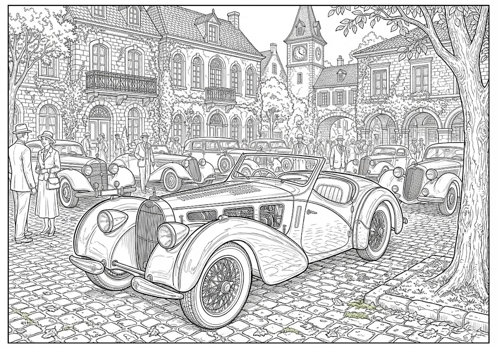 クラシックカー ｜ 高齢者（g3b3）向け無料塗り絵