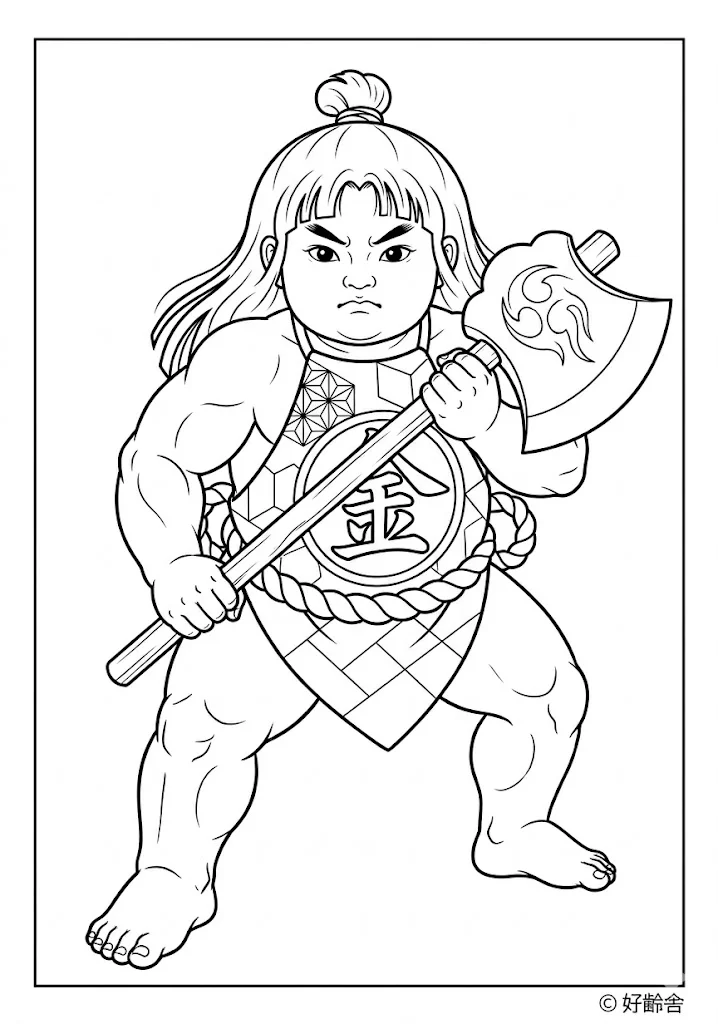 五月人形（金太郎）の塗り絵（下絵）