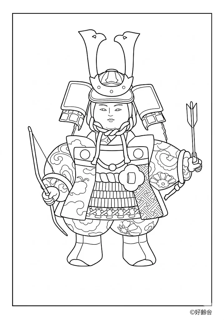 五月人形（兜・鎧）の塗り絵（下絵）