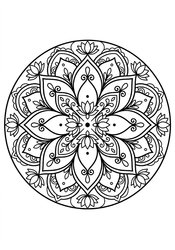 蓮の曼荼羅の塗り絵（下絵）