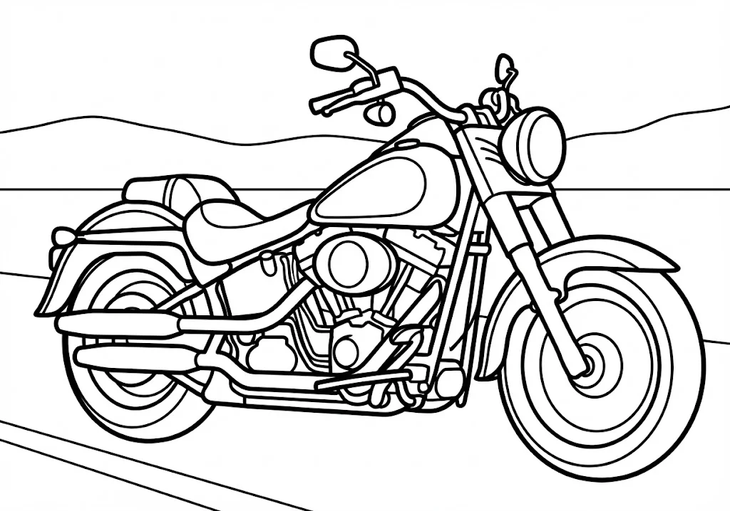 オートバイ ｜ 高齢者（g3b3）向け無料塗り絵