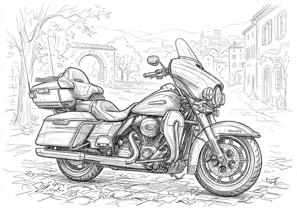 オートバイ ｜ 高齢者（g3b3）向け無料塗り絵