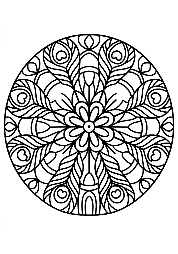 孔雀の曼荼羅の塗り絵（下絵）