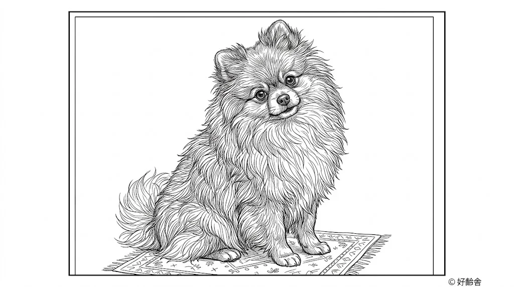 ポメラニアンの塗り絵（下絵）