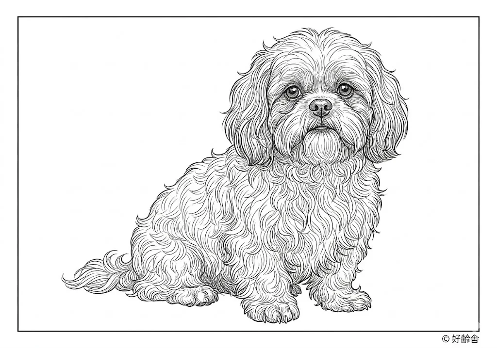 シーズーの塗り絵（下絵）