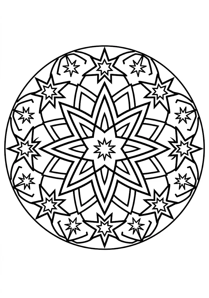 星の曼荼羅の塗り絵（下絵）