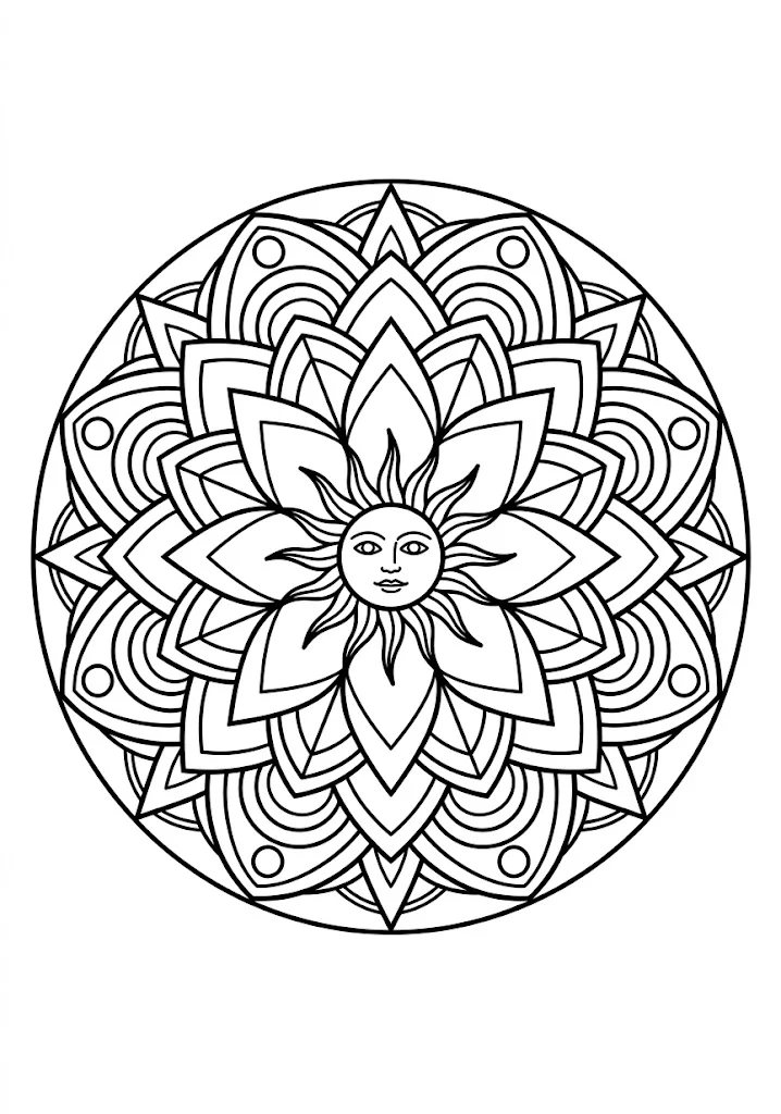 太陽の曼荼羅の塗り絵（下絵）