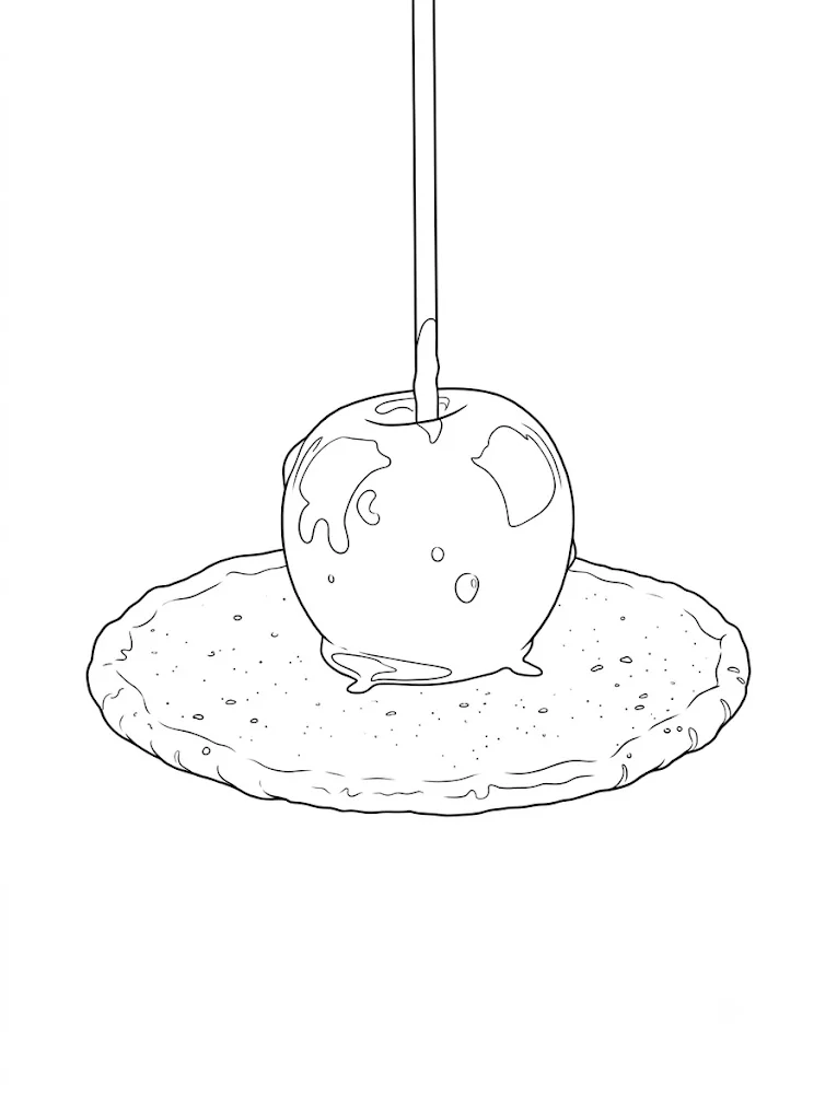 りんご飴の塗り絵（下絵）