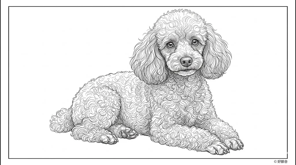 トイプードルの塗り絵（下絵）