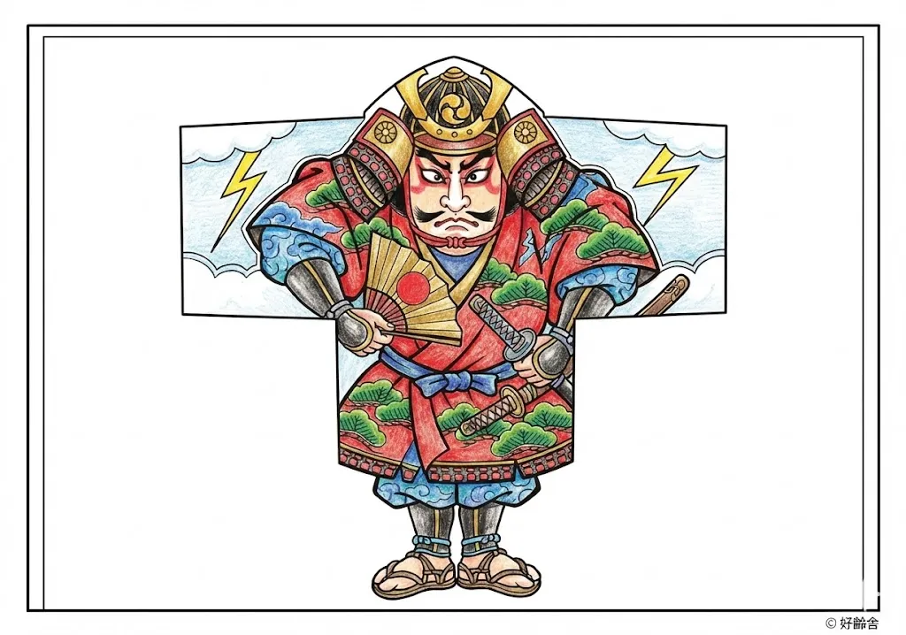 奴凧の塗り絵（彩色見本）