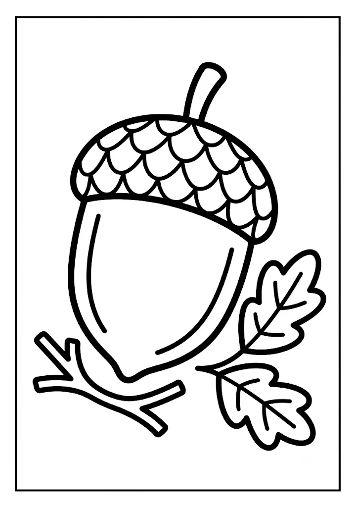 高齢者向け無料塗り絵：どんぐり（A4印刷用・脳トレ介護レク）