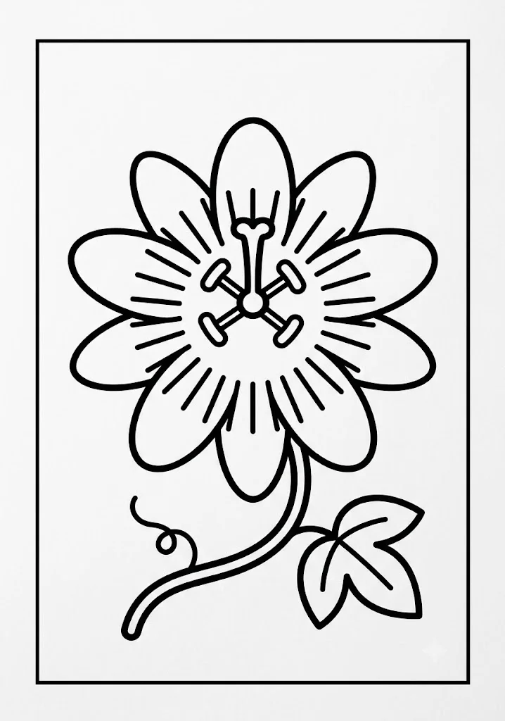 高齢者向け無料塗り絵:トケイソウ(A4印刷用・脳トレ介護レク)