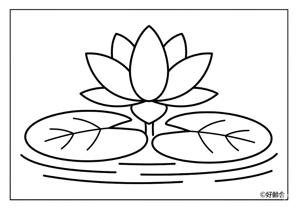 高齢者向け無料塗り絵:睡蓮(A4印刷用・脳トレ介護レク)