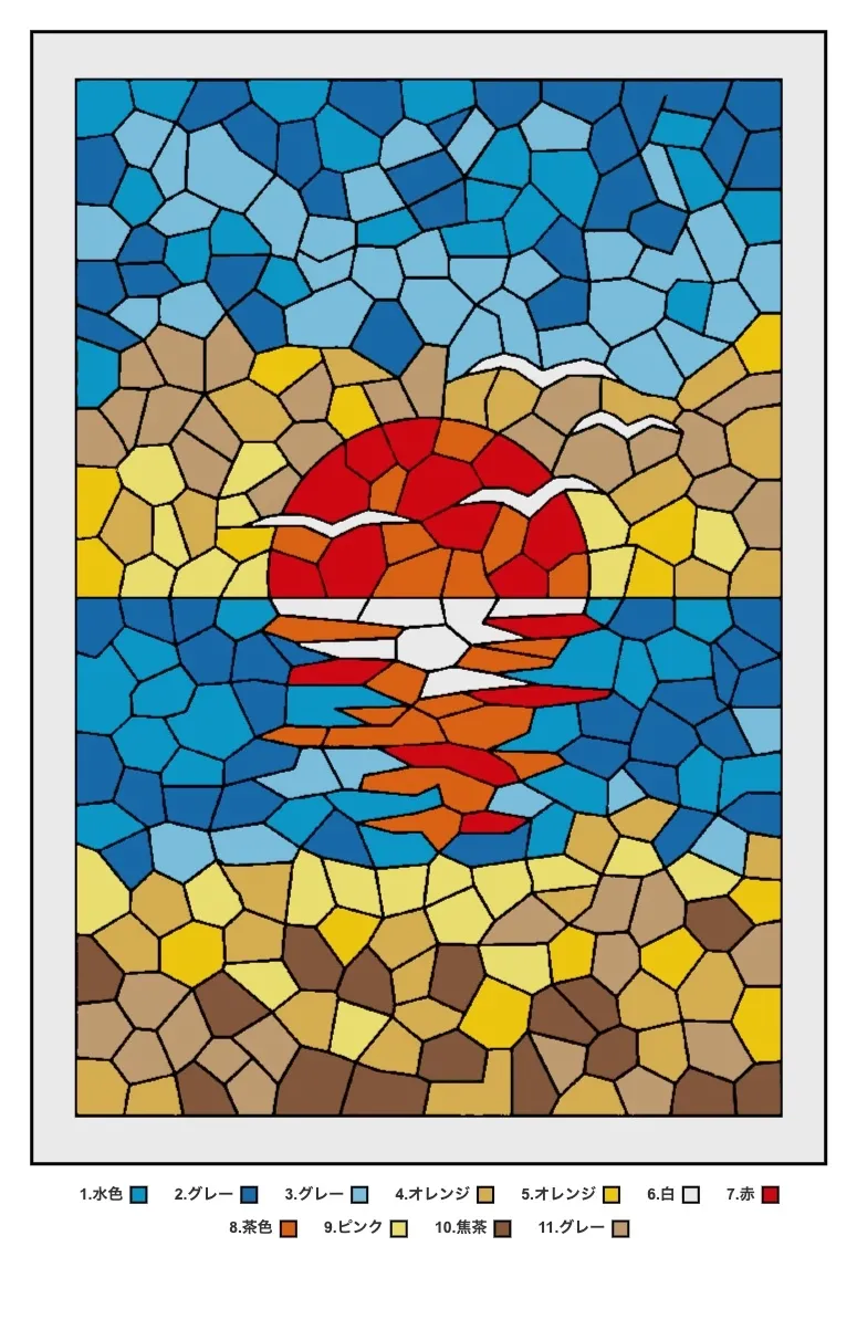 パズル塗り絵の完成見本：夕焼け