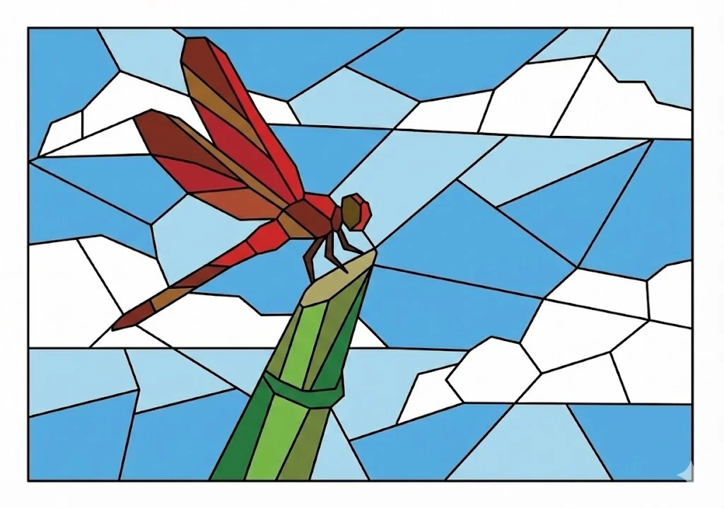 パズル塗り絵の完成見本：トンボ