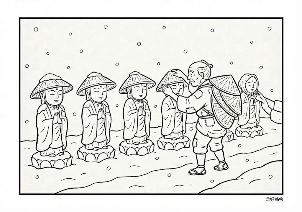 日本の昔話：笠地蔵（その二）