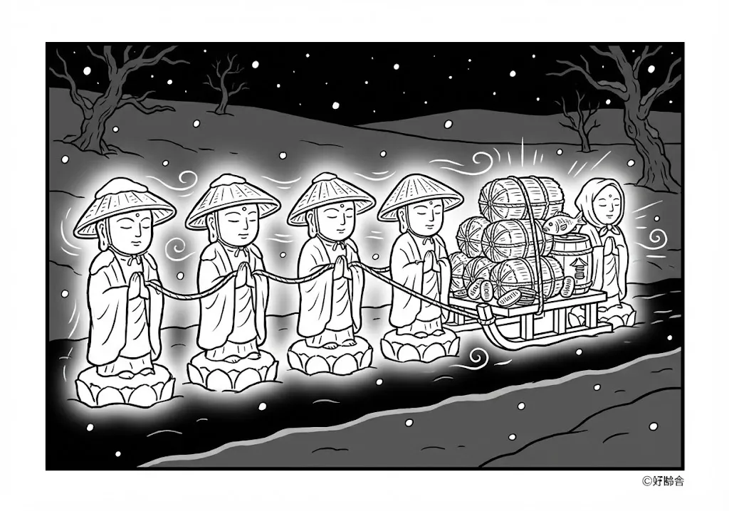 日本の昔話：笠地蔵（その三）