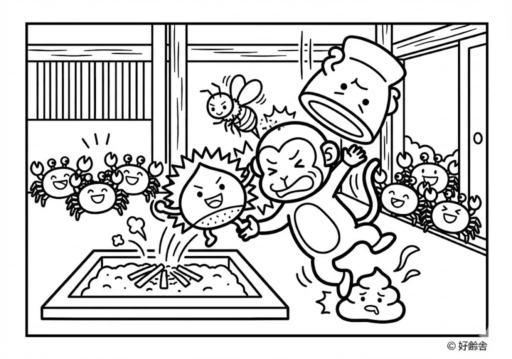 日本の昔話：さるかに合戦（その四）