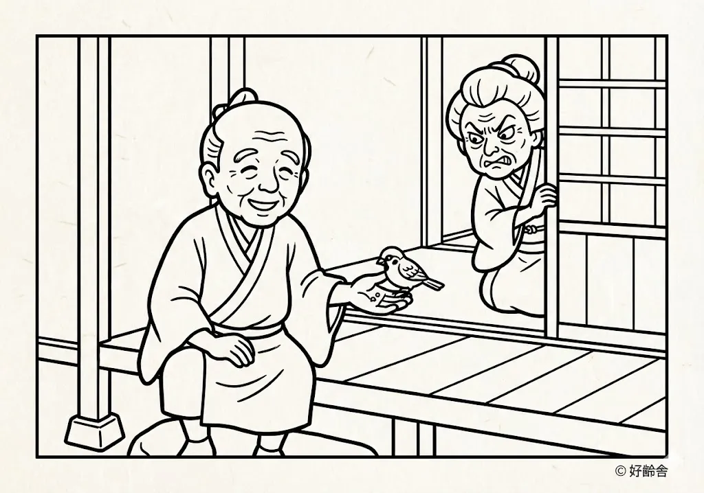 日本の昔話：舌切り雀（その一）