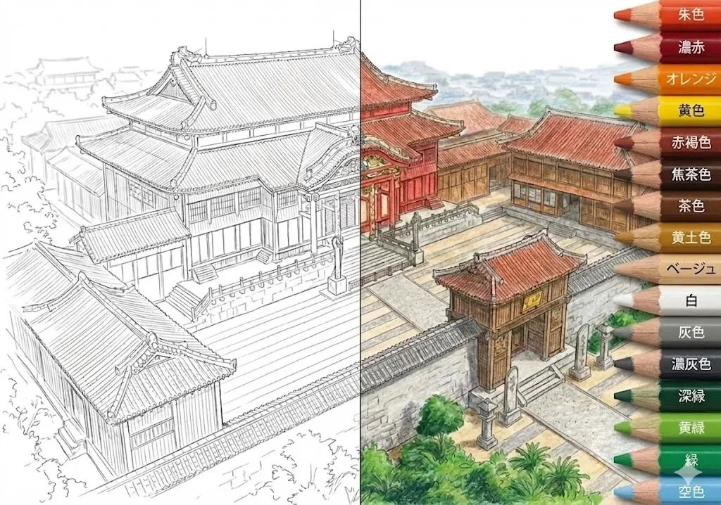 観光地の塗り絵
